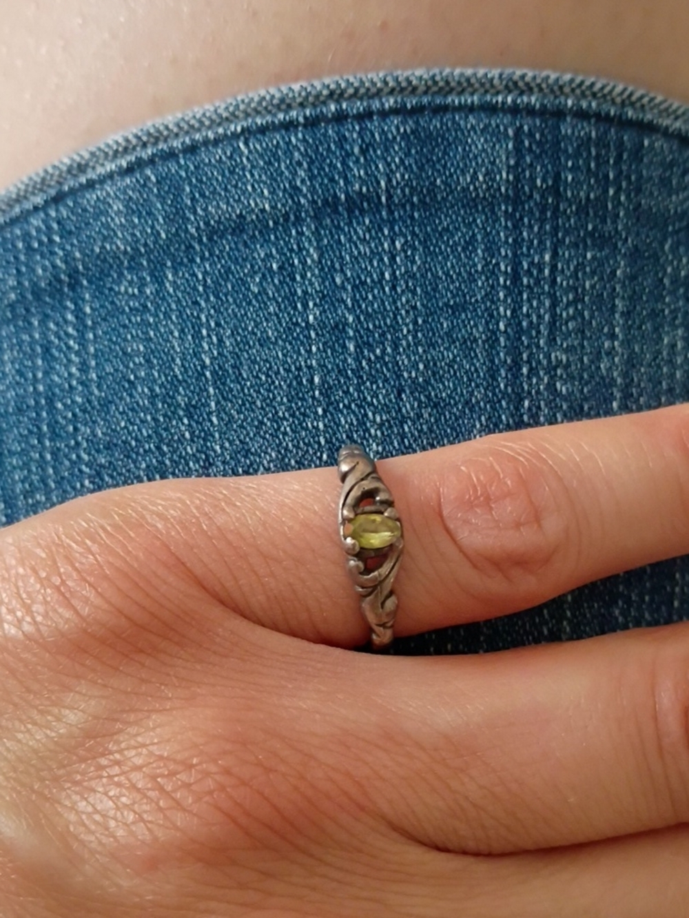 Handmade Green Peridot Ring Size 6